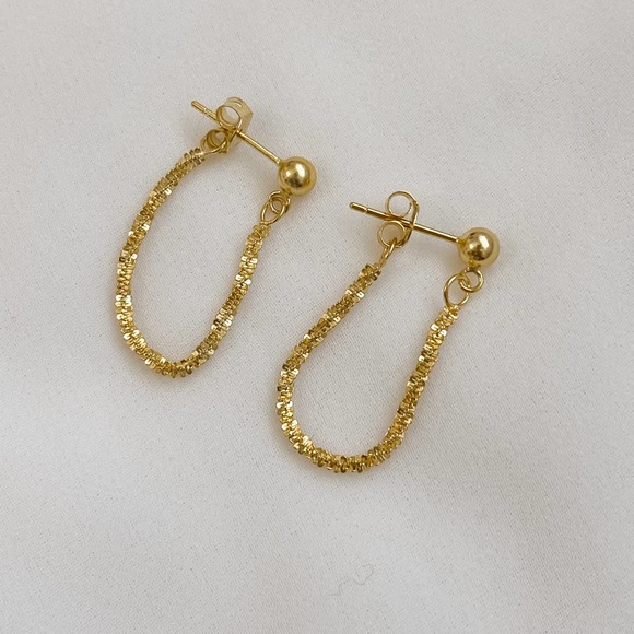 S925 Gold Twist Rope Front Back Earrings - Picture 5 of 9